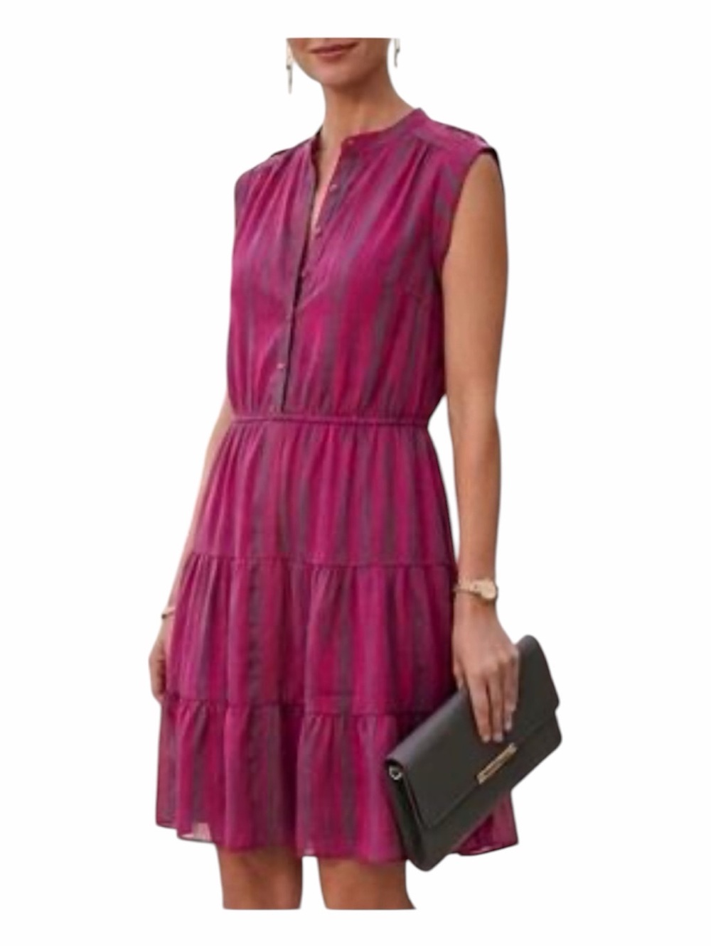 Staring At Stars Urban outfitters Pink & Grey Button Sheer/slip Dress WM SZ S